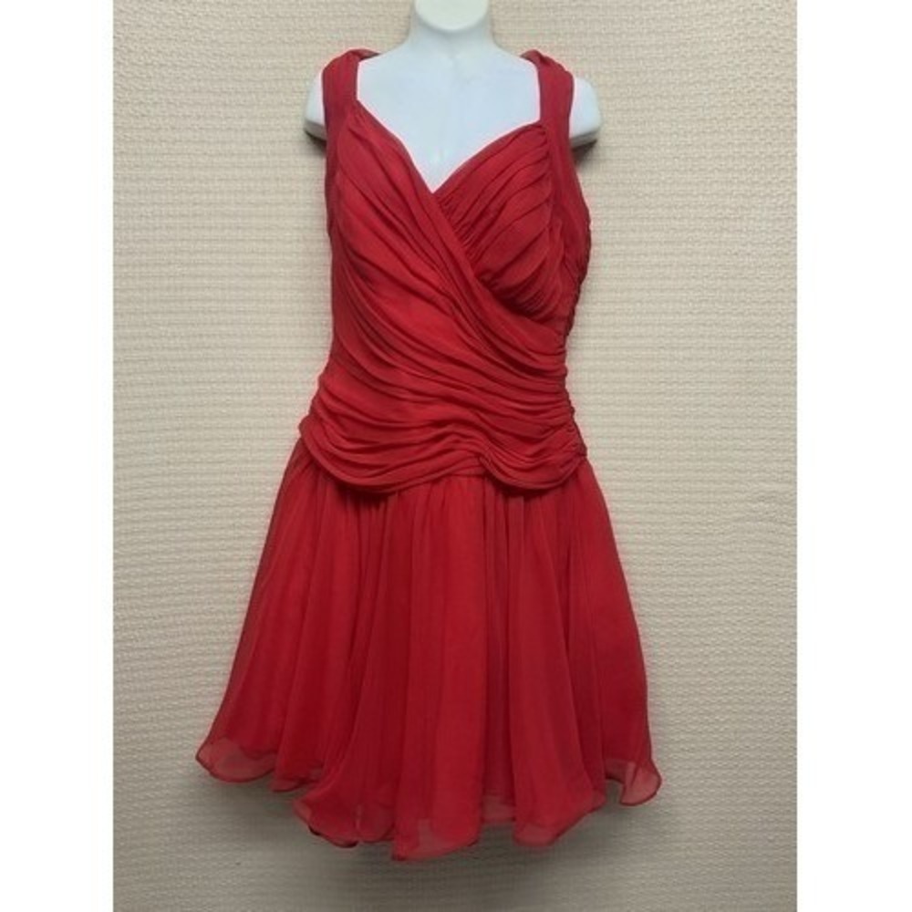 Tadashi Shoji Ruby Halter Gown Cocktail‎ Evening Midi Layered Dress Women 12 USA
